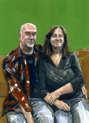 "Mom & Dad (9 months into the pandemic)," acrylic and colored pencil, 13.25"x9.5" Michelle Stevens/ArtsWorcester "Mom & Dad (9 months into the pandemic)," acrylic and colored pencil, 13.25"x9.5" Michelle Stevens/ArtsWorcester