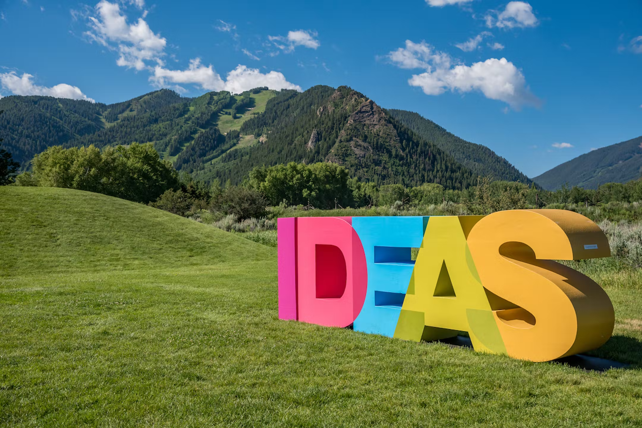 Image courtesy of AFAR and Aspen Ideas Festival Giant multicolored letters that spell out IDEAS